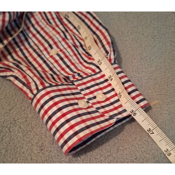 NORDSTROM RACK Long Sleeve Men 16.5 34/35 Traditional Fit Rd/Blk/Wht Gingham - Picture 13 of 13